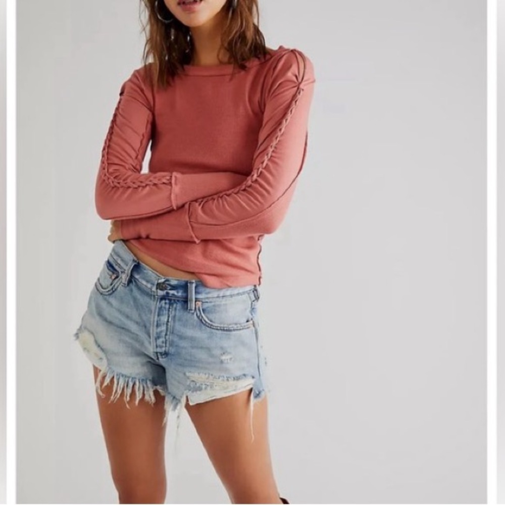 NWT Free People We the Free SunSand Daisy Chain Cuff Ribbed Top XS